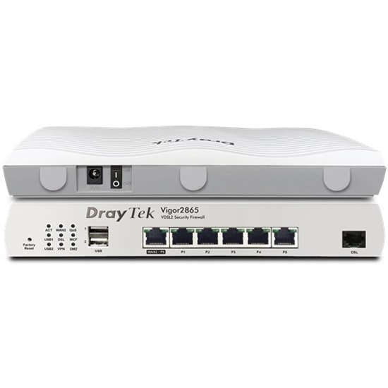 Draytek Vigor 2865Lac VDSL2/ADSL2+ 4G/LTE Gigabit VPN Router - 5xGE LAN, 1xGE WAN, AC1200 WiFi 5, 2xUSB, Firewall