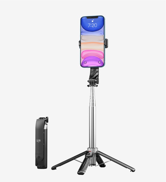 LinkTech H876 Premium Mini 4ü 1 Arada Saplı Telefon Tutacağı - Stand, Tripod, Ayarlanabilir Başlık, 360 Dönebilir
