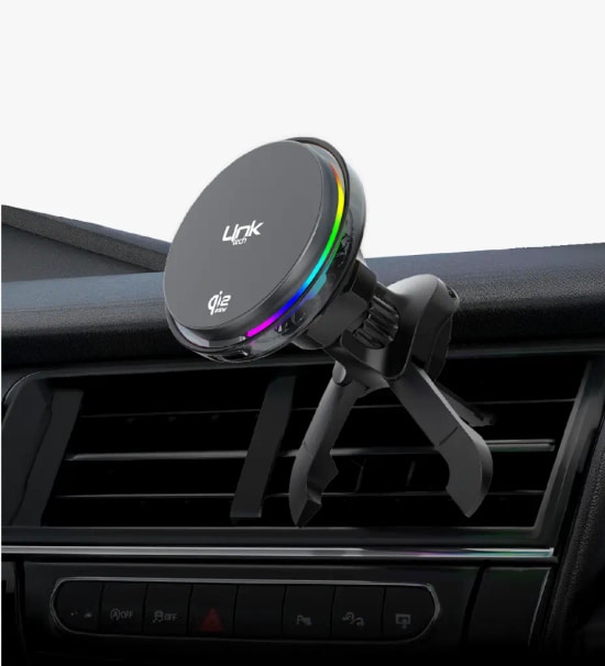 LinkTech W752 Premium 25W Hızlı Kablosuz Şarjlı Soğutuculu Araç Şarj Cihazı - Dahili Fan, Qi2, RGB, 1m Type-C Kablo