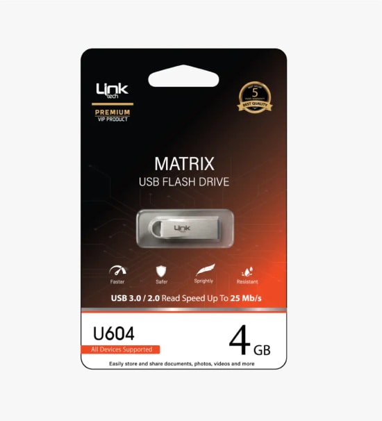 LinkTech Premium Matrix LUF-U604 Metal 4GB USB 3.0 Flash Bellek - 25 Mb/s Okuma, Geniş Uyumluluk, Metal Dayanıklı Gövde