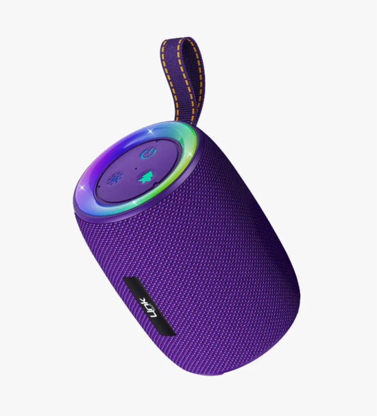 LinkTech Q221 RhythmGlow Mor TWS LED Işıklı Bluetooth Hoparlör - 8W TWS Ses, 1200 mAh Batarya, USB, TF kart, AUX