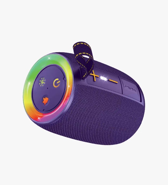 LinkTech Q221 RhythmGlow Mor TWS LED Işıklı Bluetooth Hoparlör - 8W TWS Ses, 1200 mAh Batarya, USB, TF kart, AUX