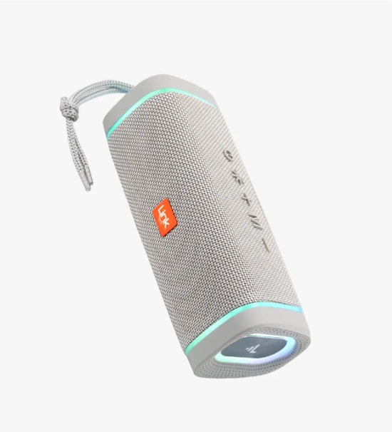 LinkTech Q223 RhythmGlow Gri TWS Bluetooth Hoparlör - 2x5W TWS Ses, 1200 mAh Batarya, SD Kart, USB, AUX, BT v5.3