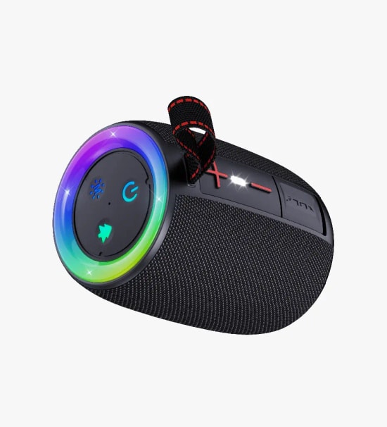 LinkTech Q221 RhythmGlow Siyah TWS LED Işıklı Bluetooth Hoparlör - 8W TWS Ses, 1200 mAh Batarya, USB, TF kart, AUX