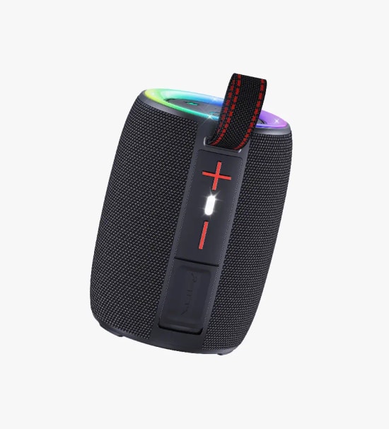 LinkTech Q221 RhythmGlow Siyah TWS LED Işıklı Bluetooth Hoparlör - 8W TWS Ses, 1200 mAh Batarya, USB, TF kart, AUX