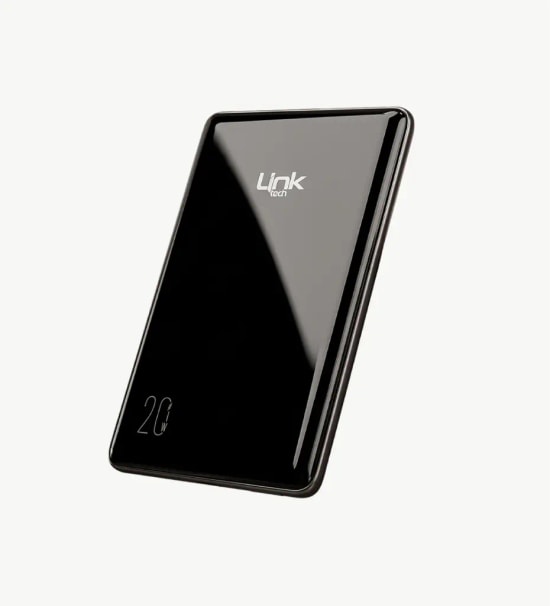 LinkTech WS40 Süper İnce 20W 5000mAh PD 15W Siyah Kablosuz Powerbank - 7.2mm Kalınlık, Dijital Ekranlı, Type C Bağlantı