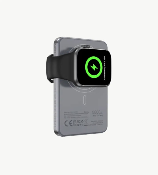 LinkTech WP19 4ü 1 Arada TFT Ekranlı 5000mAh 15W Kablosuz Akıllı Saat Şarjlı Siyah Powerbank - Akıllı TFT, İnce Tasarım