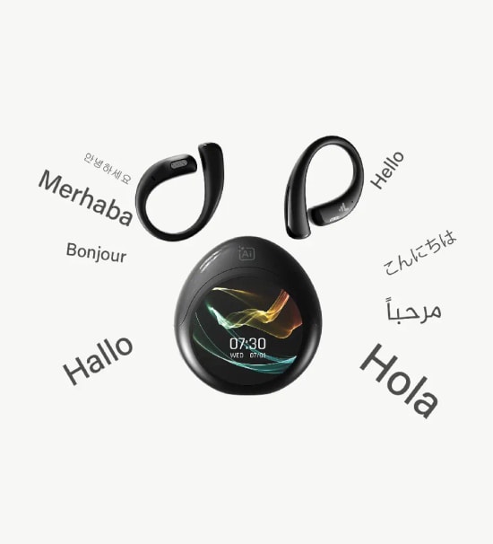 LinkTech X167 Premium Yapay Zeka Destekli TFT Dokunmatik Ekranlı Siyah Bluetooth Kulaklık - 165 Dil Çeviri, BT V5.4