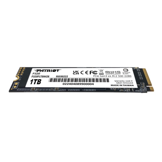 Patriot P320 1TB NVMe M.2 2280 SSD (P320P1TBM28) - 3000/2200MB/s, PCIe Gen3x4, 960 TBW, Dahili Katı Hal Sürücü