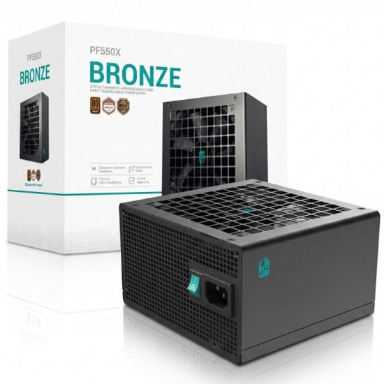 DeepCool PF550X 500W 80+ Bronz ATX Güç Kaynağı - 120mm Fan, Aktif PFC, 230V EU, Yüksek Verimlilik, Siyah Kasa PSU