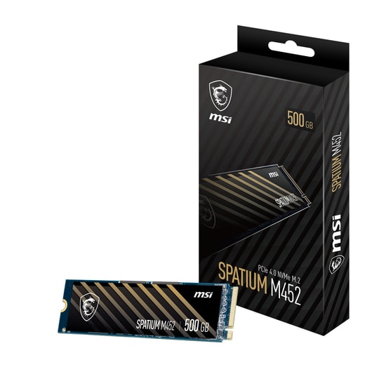 MSI Spatium M452 500GB PCIe 4.0 NVMe M.2 SSD (M452-500GB-3500MB) - 3500MB/s Okuma, 2700MB/s Yazma, 3D NAND SSD Dahili