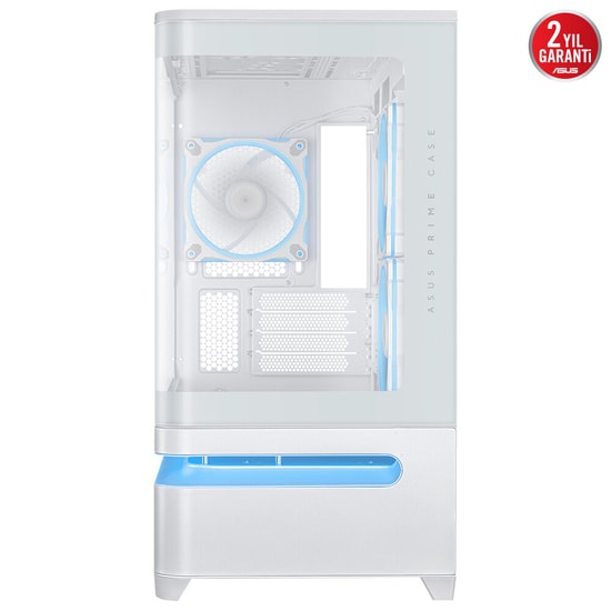Asus PRIME-AP202-BEYAZ-TG-FANLI mATX Beyaz Kasa - Kavisli Cam, 420mm GPU Desteği, 3x120mm Fan, 360mm Radyatör