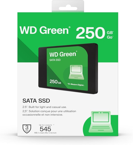 WD Green 250GB 2.5 inç SATA 3 3D NAND SSD (WDS250G5G0A) - 545 MB/s Okuma, 465 MB/s Yazma Dahili Katı Hal Sürücüsü