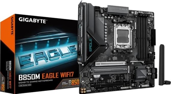 Gigabyte B850M-EAGLE-WIFI7 Anakart - AM5, DDR5 8200MHz OC, Wi-Fi 7, 2.5GbE LAN, PCIe 5.0 M.2, HDMI 2.1, MicroATX