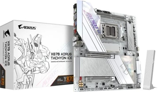 Gigabyte X870 Aorus Tachyon Ice AM5 DDR5 E-ATX Anakart - 9600MHz OC, Wi-Fi 7, USB4, PCIe 5.0, 3xM.2, 5GbE LAN