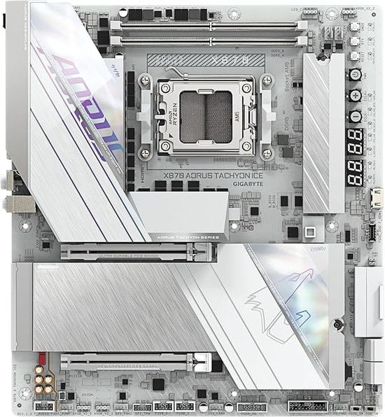 Gigabyte X870 Aorus Tachyon Ice AM5 DDR5 E-ATX Anakart - 9600MHz OC, Wi-Fi 7, USB4, PCIe 5.0, 3xM.2, 5GbE LAN