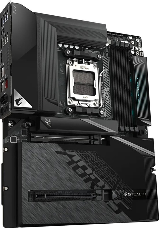 Gigabyte X870 Aorus Stealth AM5 DDR5 ATX Anakart - 8200MHz OC, PCIe 5.0, Wi-Fi 7, 5GbE LAN, 4xM.2, USB4 40Gbps