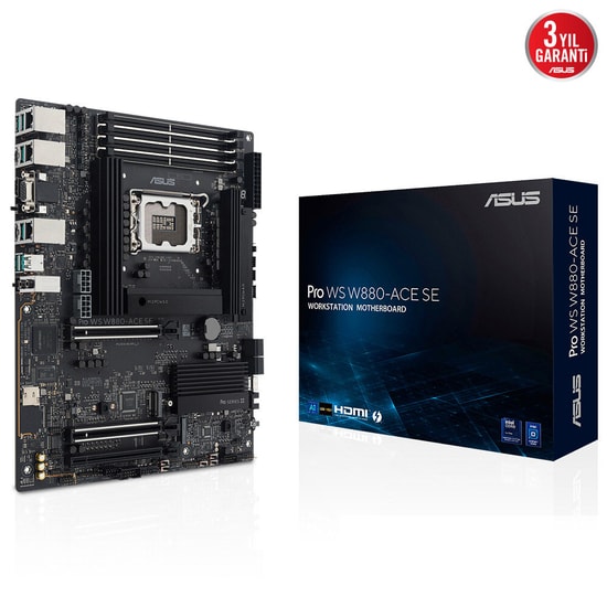 ASUS PRO WS W880-ACE SE Intel LGA1851 DDR5 9066MHz ATX Anakart - 4xM.2, USB4, Çift 2.5G LAN, Sunucu Sınıfı Yönetim
