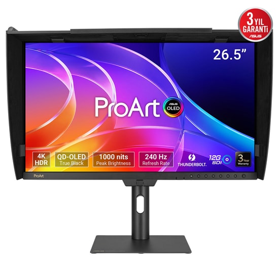 ASUS ProArt PA27USD 26.5" 4K QD-OLED 240Hz 0.1ms Profesyonel Monitör - 3840x2160, 12G-SDI, 96W PD, HDR, DCI-P3 %99