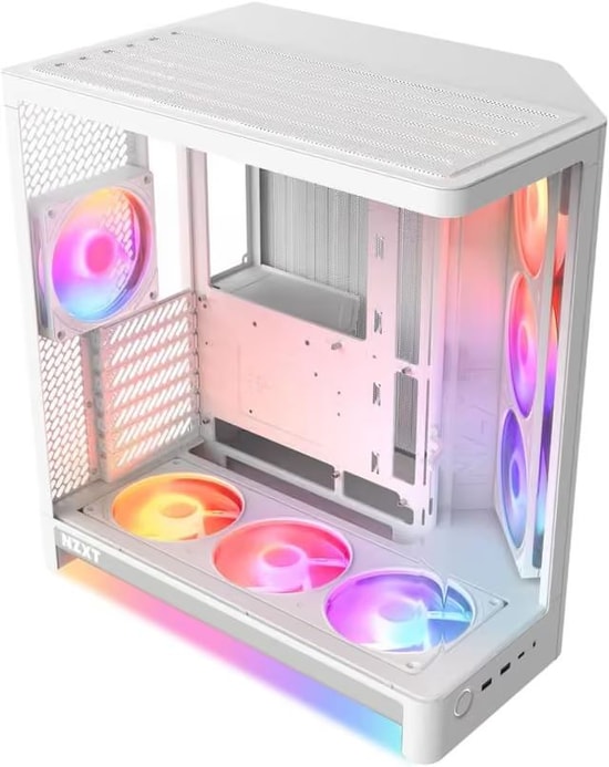 NZXT CC-H62FW-P1 H6 Compact Dual-Chamber ATX Kasa RGB Beyaz - Çift Odacıklı, Temperli Cam, 3 RGB Fan, USB Type-C