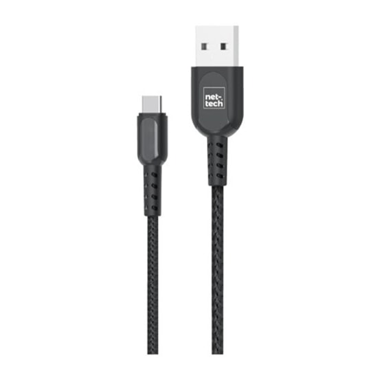 Nettech VR-14587 NT-52 Type-C Şarj ve Data Kablosu (Siyah) - 100 Cm, Plastik, Hızlı Şarj Desteği, 15 gr