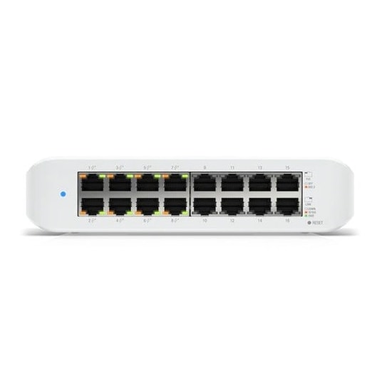 Ubiquiti USW-LITE-16-POE Lite 16 Port Gigabit PoE+ Switch - 8xPoE+, 45W PoE, Yönetilebilir, Desktop Tipi Kasa