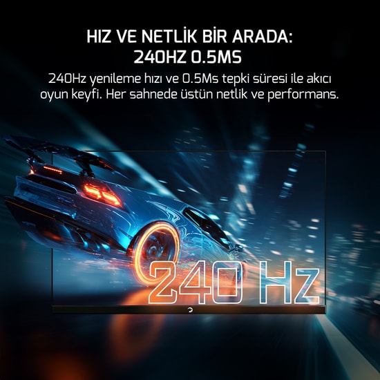 Gamepower LUNIS-L20 Lunis L20 24" VA FHD Oyuncu Monitörü - 240Hz, 0.5ms, Pivot, FreeSync, G-Sync, HDR400, 3000:1