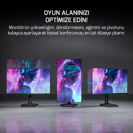 Gamepower LUNIS-L20 Lunis L20 24" VA FHD Oyuncu Monitörü - 240Hz, 0.5ms, Pivot, FreeSync, G-Sync, HDR400, 3000:1