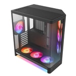 NZXT CC-H62FB-P1 H6 Compact RGB+ ATX Mid Tower Kasa - Siyah, 7 RGB Fan, Temperli Cam, USB Type-C, 360 mm Radyatör