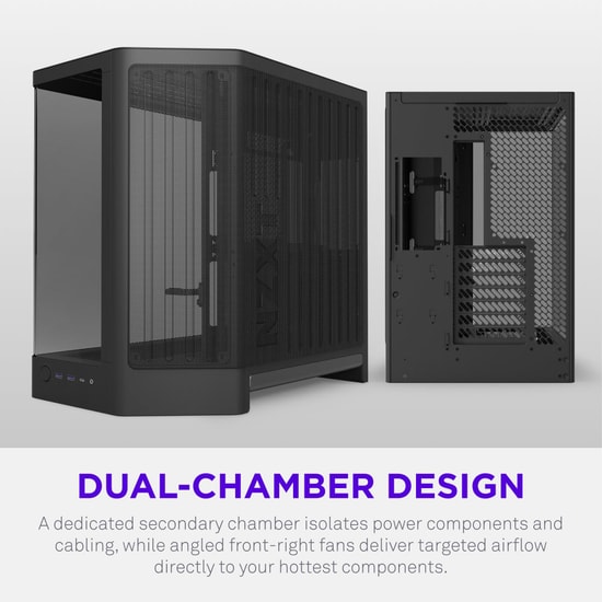 NZXT CC-H62FB-P1 H6 Compact RGB+ ATX Mid Tower Kasa - Siyah, 7 RGB Fan, Temperli Cam, USB Type-C, 360 mm Radyatör