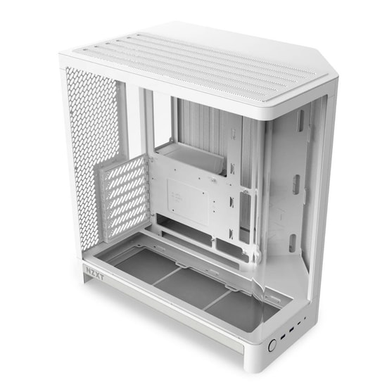NZXT CC-H62FW-01 H6 Compact Dual-Chamber ATX Kasa Beyaz - Fansız, Temperli Cam, Üst 360 mm Radyatör Desteği