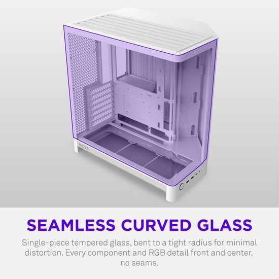 NZXT CC-H62FW-01 H6 Compact Dual-Chamber ATX Kasa Beyaz - Fansız, Temperli Cam, Üst 360 mm Radyatör Desteği