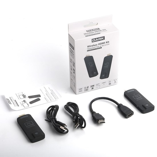Dark DK-HD-WHDMINI Mini Kablosuz HDMI Görüntü Aktarım Kiti - Full HD 1080p, Wi-Fi, 30 Metreye Varan İletim