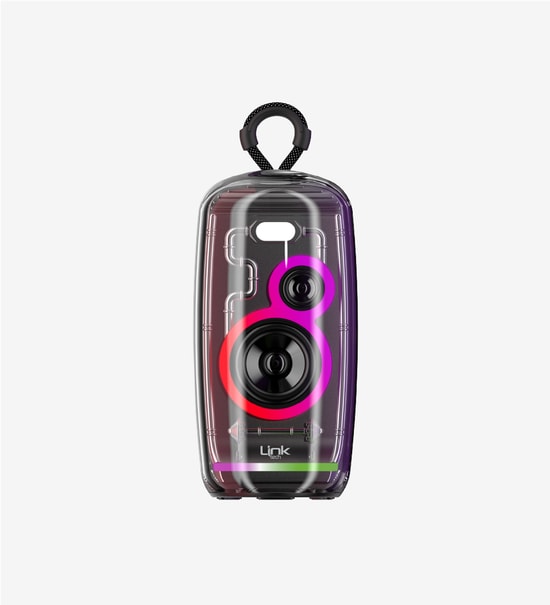 LinkTech R116 Şeffaf Tasarım IPX5 Sertifikalı RGB Işıklı Bluetooth Hoparlör - 20W Ses, BT 5.2, 2400mAh Pil, IPX5, Radyo