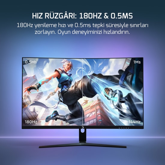 Gamepower VIVID-T50 Vivid T50 27 inç Curved VA Gaming Monitör - FHD, 200 Hz, 0.5 ms, 1500R, RGB, Hoparlör