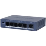 Dahua S3006-4ET-36 6 Port 10/100Mbps PoE Switch - Yönetilemez, 4 Port PoE, 36W, 2 Uplink, Masaüstü Metal Kasa