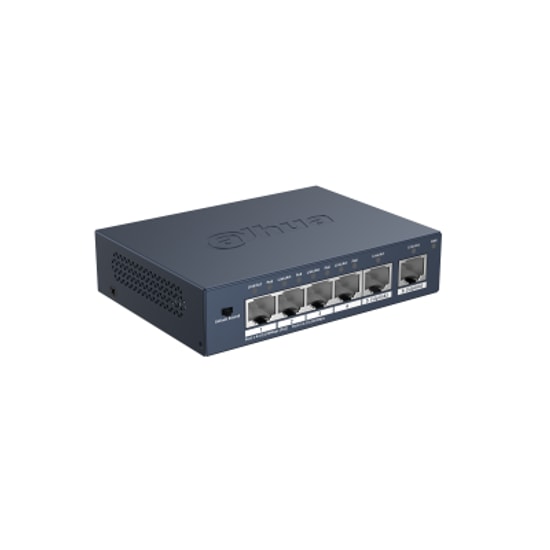 Dahua S3006-4ET-60 6 Port 10/100Mbps PoE Switch - Yönetilemez, 4 Port PoE, 60W, 2 Uplink, Masaüstü Metal Kasa