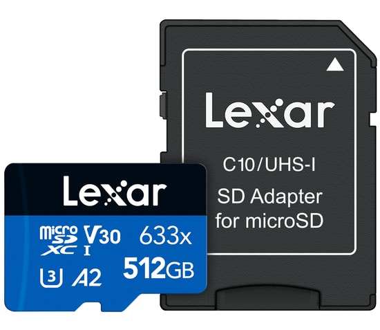 Lexar LSDMI512BB633A 633X 512 GB microSDXC Hafıza Kartı - 100 MB/s Okuma, 70 MB/s Yazma, UHS-I, SD Adaptörlü