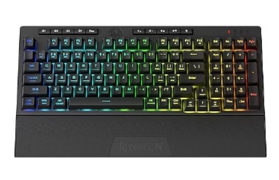 Redragon K515 Pro Shiva RGB Siyah Klavye (K515-PRO-SHIVA-RGB-SIYAH) - Türkçe Q, Kablosuz, RGB, Type-C, 98 Tuş