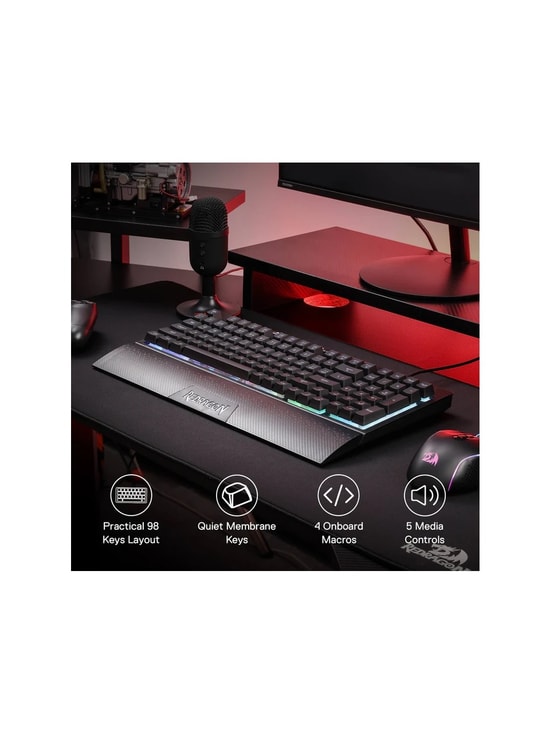 Redragon K515 Pro Shiva RGB Siyah Klavye (K515-PRO-SHIVA-RGB-SIYAH) - Türkçe Q, Kablosuz, RGB, Type-C, 98 Tuş