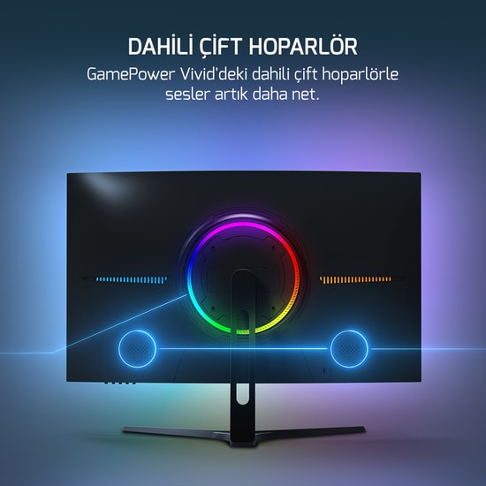 Gamepower VIVID-V80 Vivid V80 27 inç Curved VA Gaming Monitör - FHD, 300 Hz, 0.5 ms, RGB, 1500R, Hoparlör