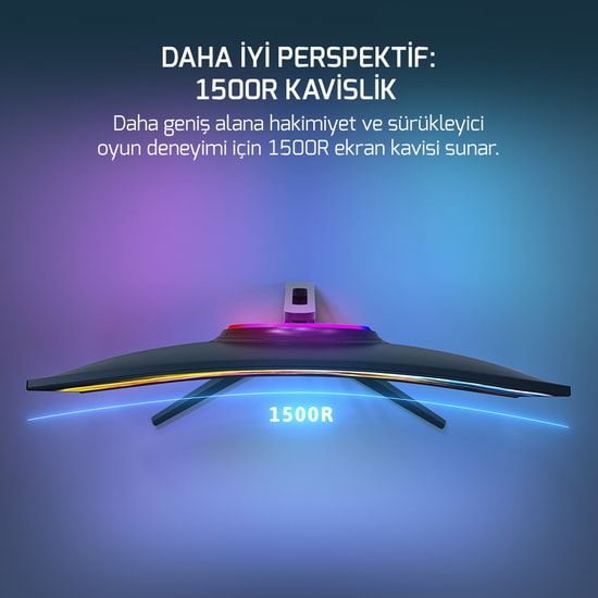 Gamepower VIVID-V80 Vivid V80 27 inç Curved VA Gaming Monitör - FHD, 300 Hz, 0.5 ms, RGB, 1500R, Hoparlör