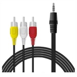 Hadron HN4593 3RCA/RCA Audio Kablo (Siyah) - 300 cm Plexy Kablo, 3RCA Stereo Ses Aktarım Kablosu, 24 Ay Garanti