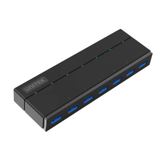 Unitek Y-3184-EU 7 Port Şarj Destekli USB Hub Çoklayıcı - 12V3A Adaptör, iOS ve Windows Uyumlu, 0.15m Kablo Uzunluğu