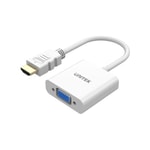 Unitek Y-6333C01 HDMI to VGA Ses Destekli Dönüştürücü - 1080p 60Hz, 3.5mm Ses Çıkışı, 15cm, Tek Yönlü, Beyaz