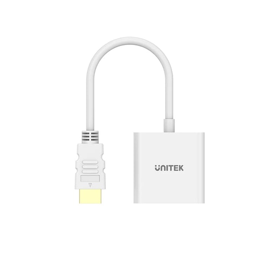 Unitek Y-6333C01 HDMI to VGA Ses Destekli Dönüştürücü - 1080p 60Hz, 3.5mm Ses Çıkışı, 15cm, Tek Yönlü, Beyaz