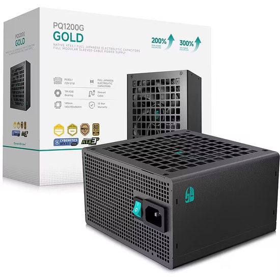 Deep Cool PQ1200G 1200W ATX Güç Kaynağı - 80+ 230V, Aktif PFC, 115-230V, 120mm Fan, Tam Modüler, 24 Ay Garanti