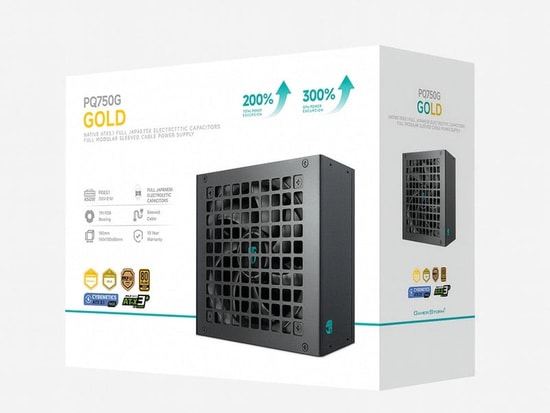 Deep Cool PQ750G 750W ATX Güç Kaynağı - 80 PLUS Gold, ATX 3.1, Tam Modüler, 120mm FDB Fan, Aktif PFC, 115-230V, Siyah