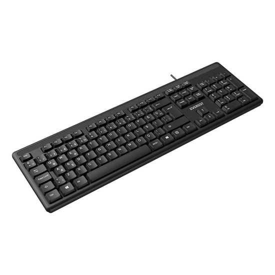 Everest KB-1002 Kablolu USB Standart Q Siyah Klavye - 105 Tuş, Multimedya Tuşlu, 3 Milyon Tuş Ömrü, 1,35 m Kablo