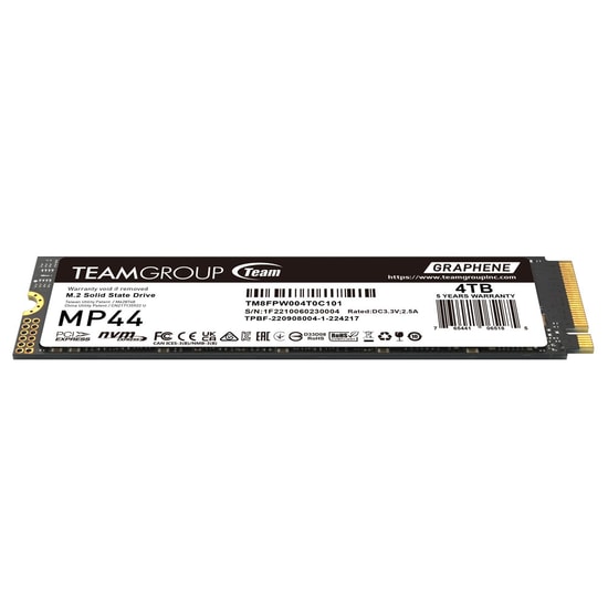 Team MP44 4TB NVMe M.2 SSD (TM8FPW004T0C101) - PCIe Gen4x4, 7400/6900 MB/s Okuma/Yazma, NAND Flash, 3D NAND